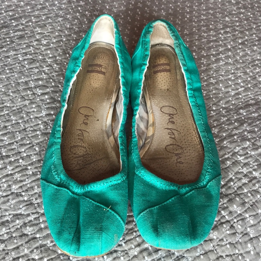Toms Ballet Flats: teal green